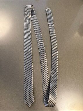 Dior Classic Men's Diagonal Striped Skinny Necktie - Gray